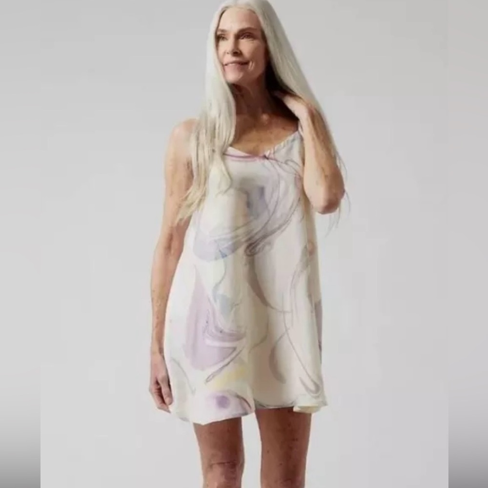 NWOT Athleta Calm Cool Slip Dress Print Pajama Nightgown Medium